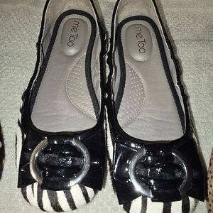 Me Too Zebra Print Flats with Black Buckle